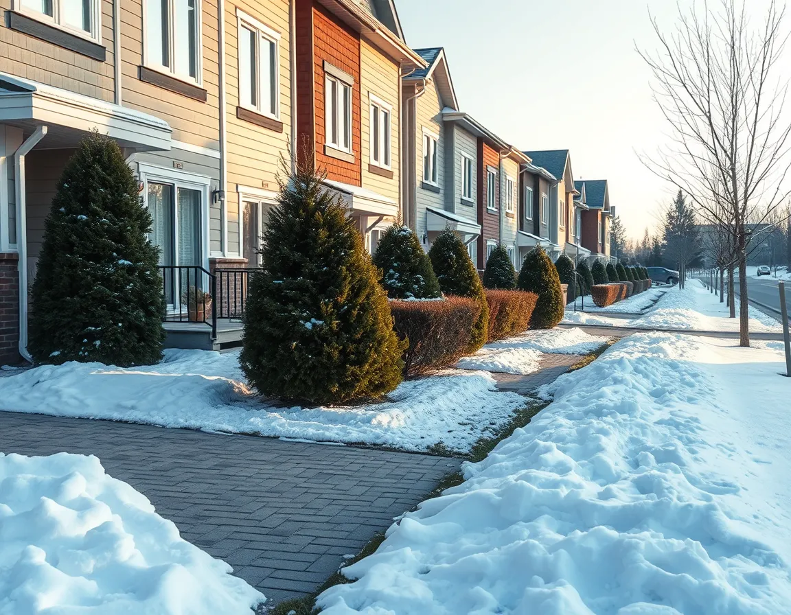 Salted interlock walkway and cleared townhome driveways in Thornhill